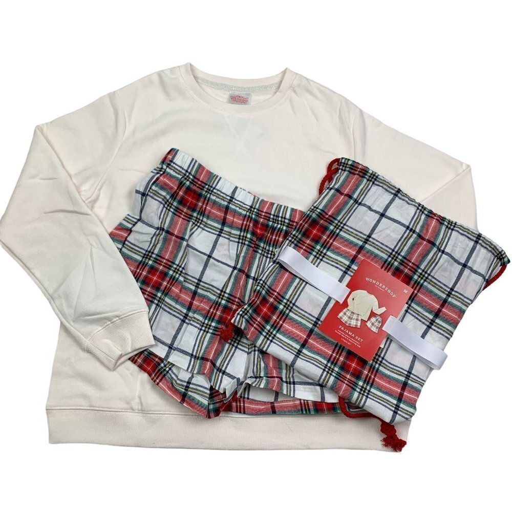 Wondershop Holiday/Christmas/Winter 3-Piece Plaid Pajama Set Women's Size Medium